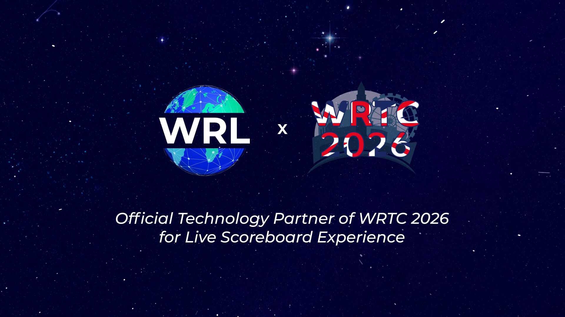 WRL and WRTC 2026 logos on a starfield with the text “Official Technology Partner of WRTC 2026 for Live Scoreboard Experience.”